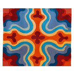 Vibrant Groovy Heat Map Hand Tufted Area Rug featuring bold, abstract patterns in shades of blue, orange, and red, perfect as a contemporary wool rug for living rooms.