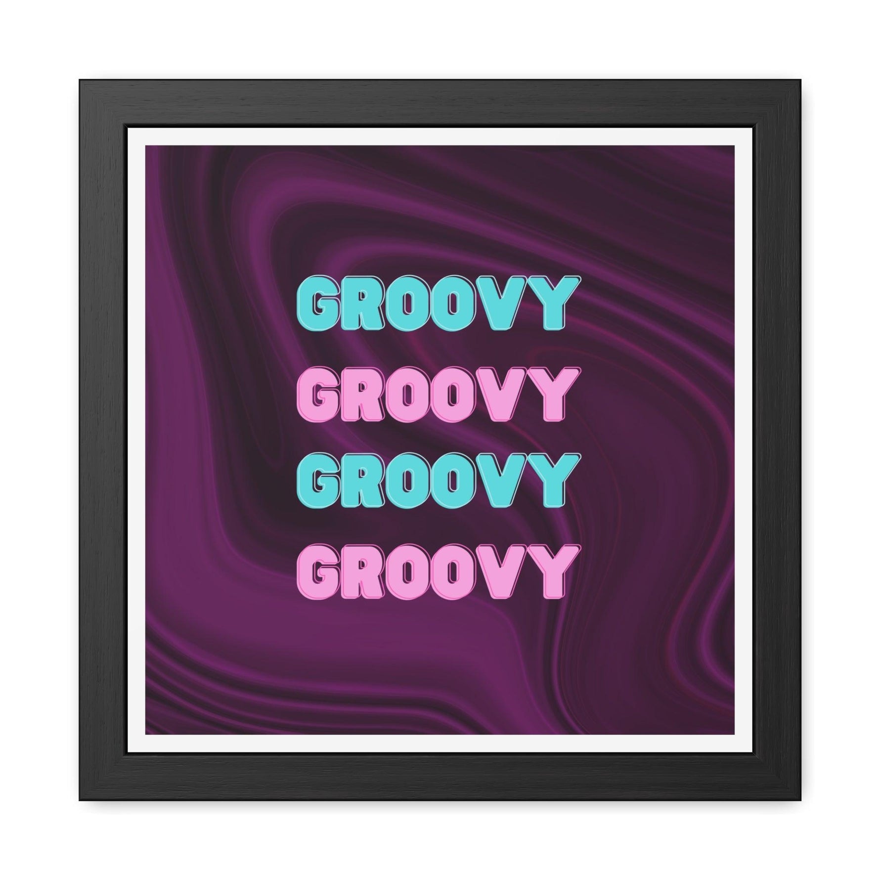 Groovy Purple Funky Poster Wall Art 16″ x 16″ (Square) Semi Glossy