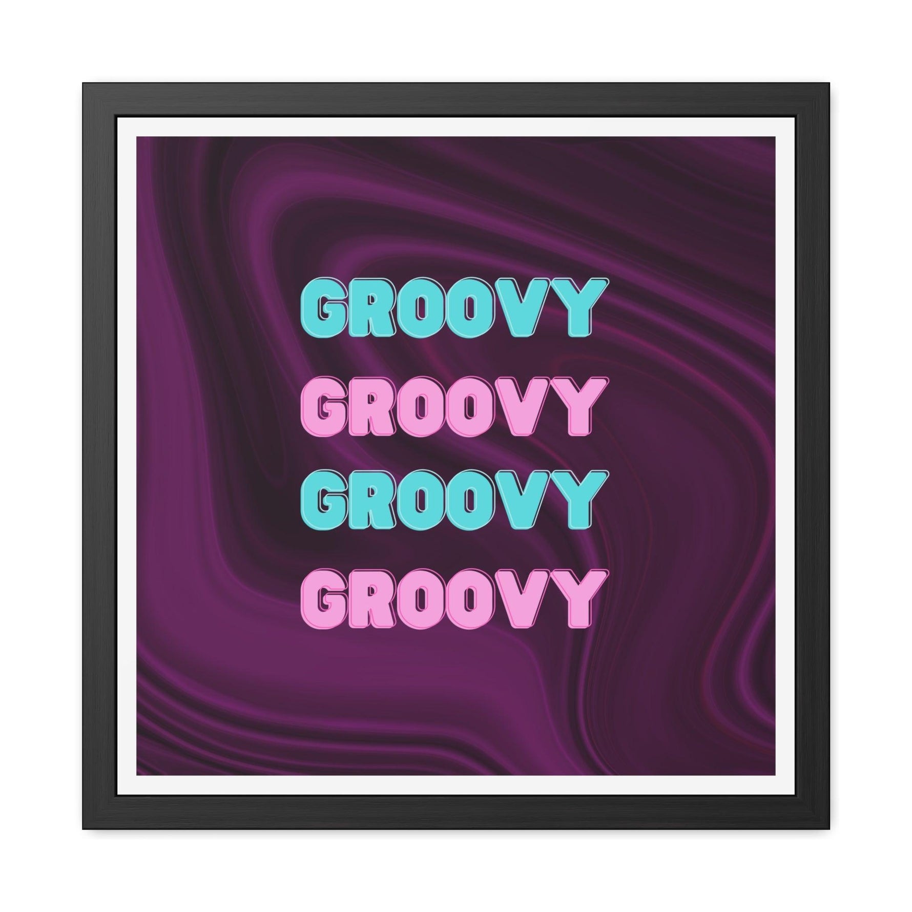 Groovy Purple Funky Poster Wall Art 24″ x 24″ (Square) Semi Glossy