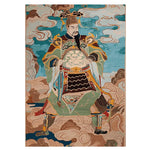 Vibrant area rug featuring a detailed guardian figure amidst swirling clouds, hand tufted from high-quality wool. Perfect for adding a touch of elegance to living room area rugs, this wool rug combines traditional artistry with modern style, making it an ideal choice for rugs for living room spaces.