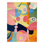 Vibrant Hallucination Field Hand Tufted Area Rug featuring a colorful abstract design with bold geometric shapes. Perfect as a contemporary wool rug, this 8x10 area rug adds a splash of color to any living room.