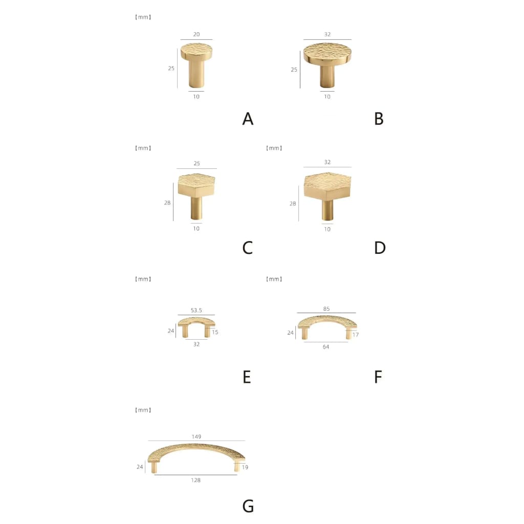 Hammered Brass Geometric Cabinet Drawer Knob