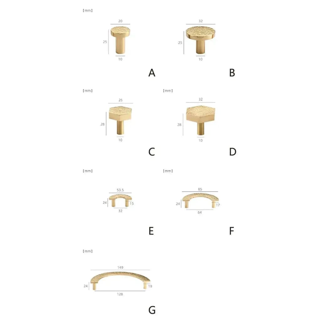 Hammered Brass Geometric Cabinet Drawer Knob