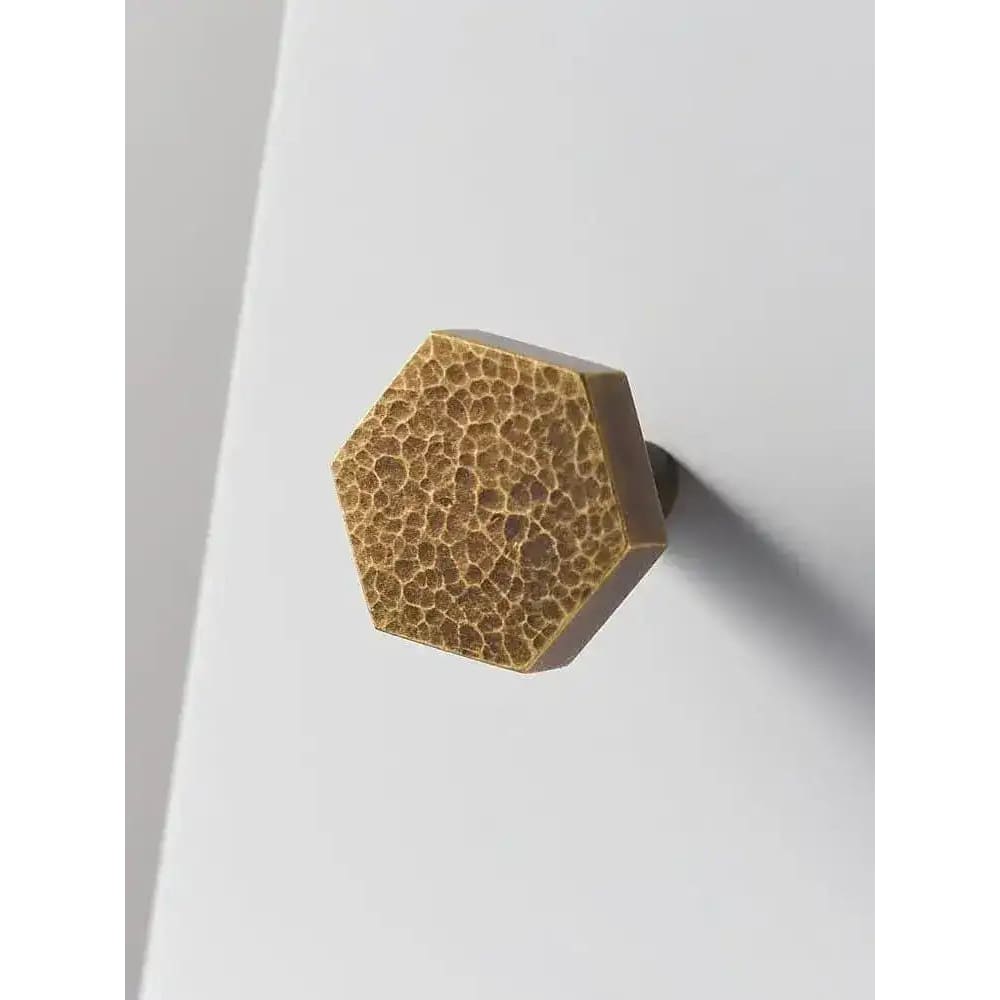 Hammered Brass Geometric Cabinet Drawer Knob