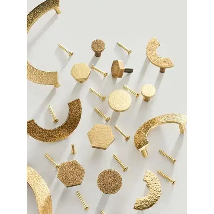 Hammered Brass Geometric Cabinet Drawer Knob