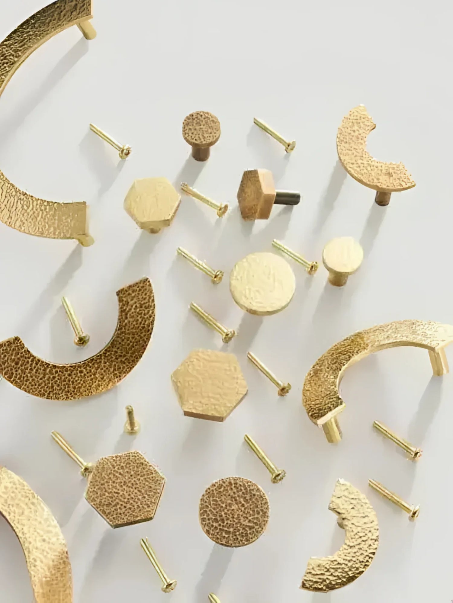 Hammered Brass Geometric Cabinet Drawer Knob