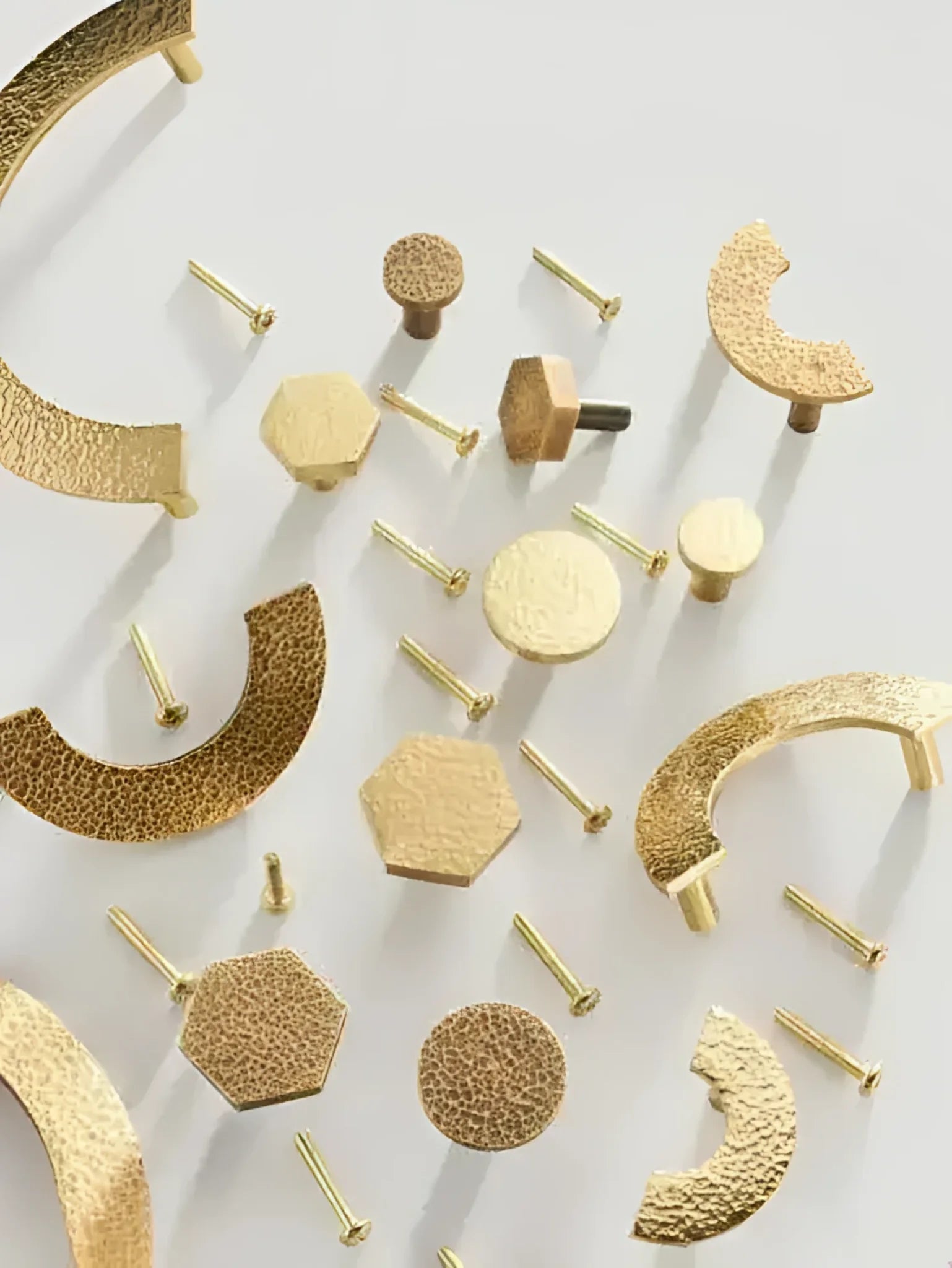 Hammered Brass Geometric Cabinet Drawer Knob