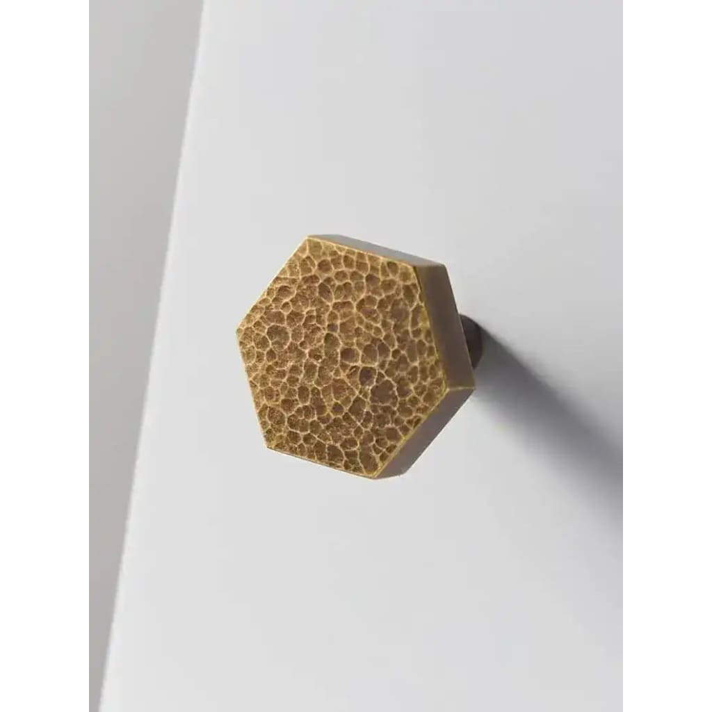 Hammered Brass Geometric Cabinet Drawer Knob