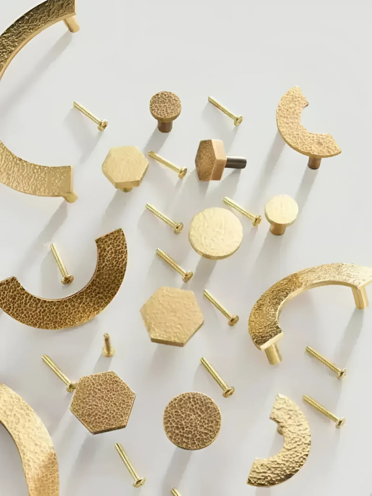 Hammered Brass Geometric Cabinet Drawer Knob A. Brass