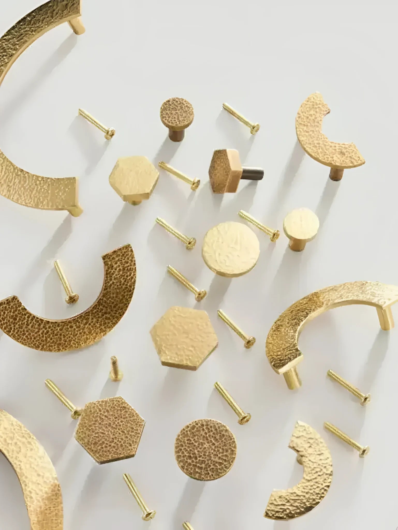 Hammered Brass Geometric Cabinet Drawer Knob A. Brass