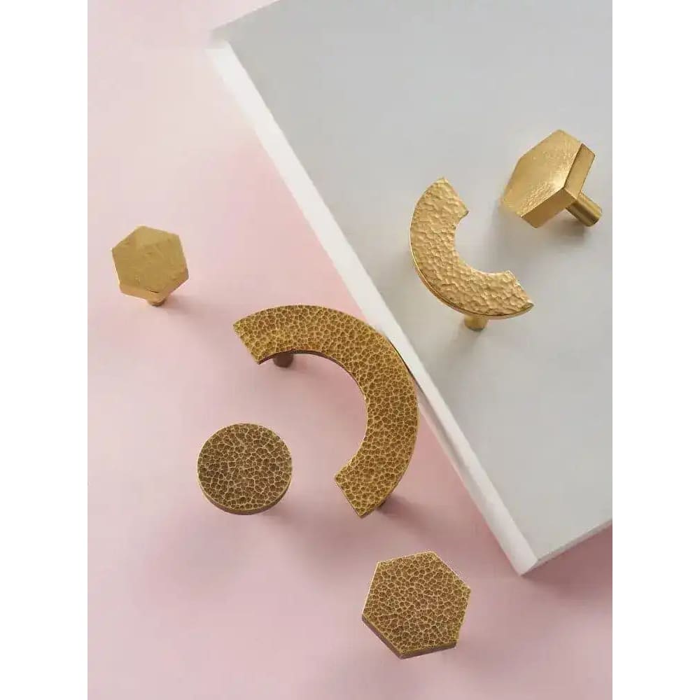 Hammered Brass Geometric Cabinet Drawer Knob
