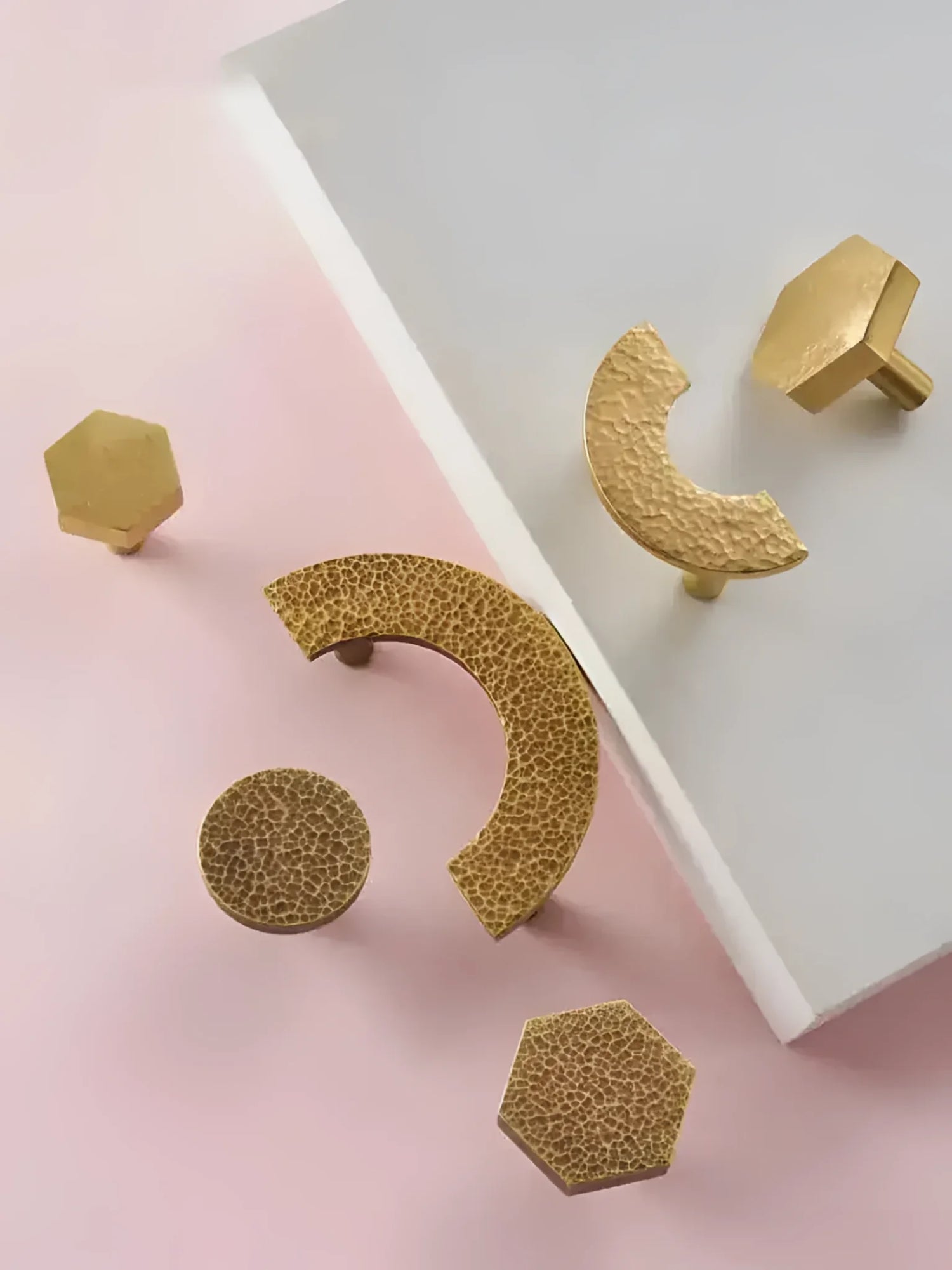 Hammered Brass Geometric Cabinet Drawer Knob