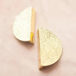 Hammered Brass Semi-Circle Half Moon Cabinet Drawer Pull - Set of 2