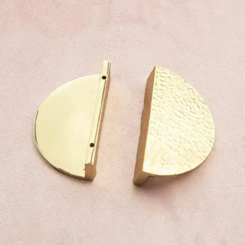 Hammered Brass Semi-Circle Half Moon Cabinet Drawer Pull - Set of 2
