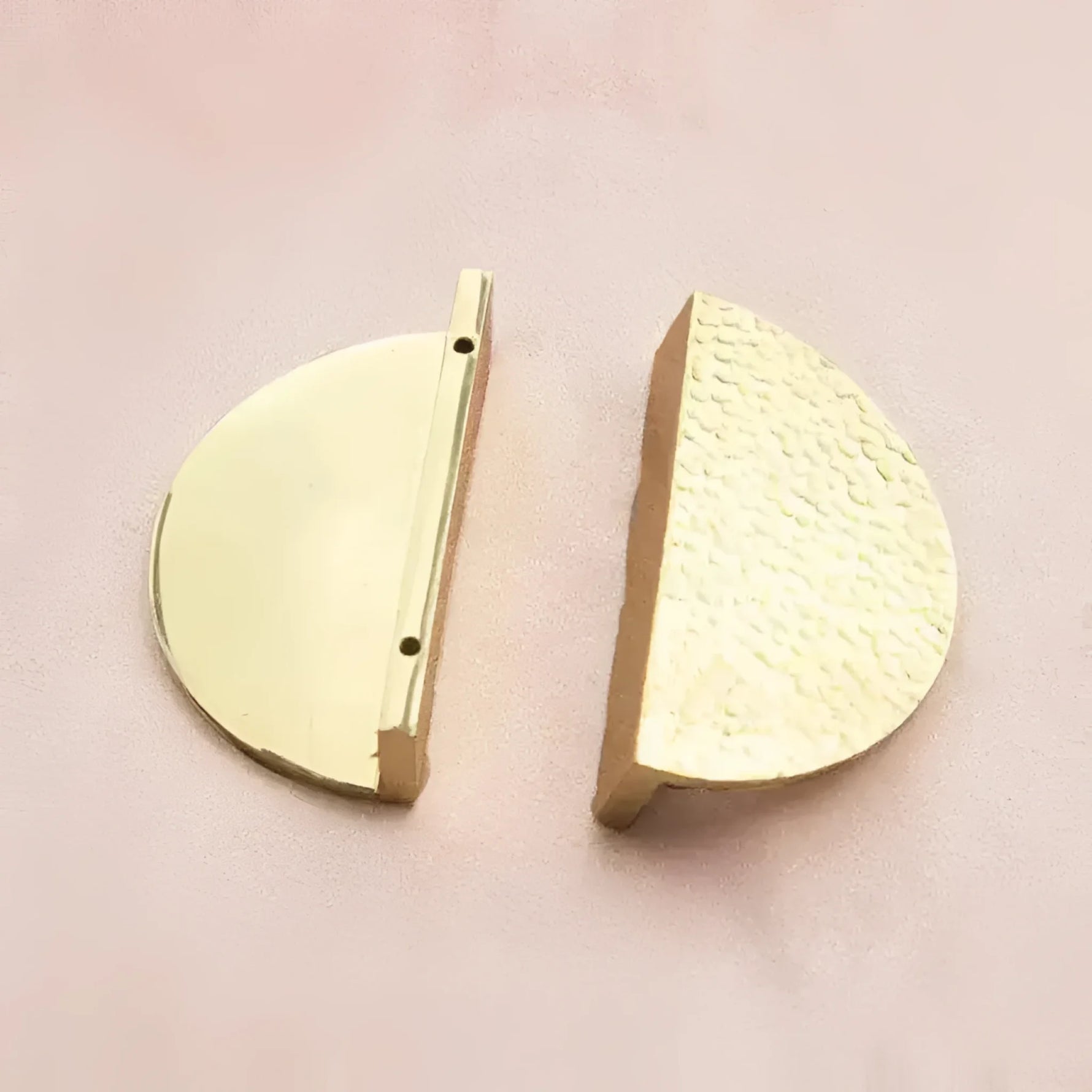 Hammered Brass Semi-Circle Half Moon Cabinet Drawer Pull - Set of 2