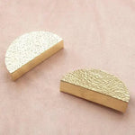 Hammered Brass Semi-Circle Half Moon Cabinet Drawer Pull - Set of 2