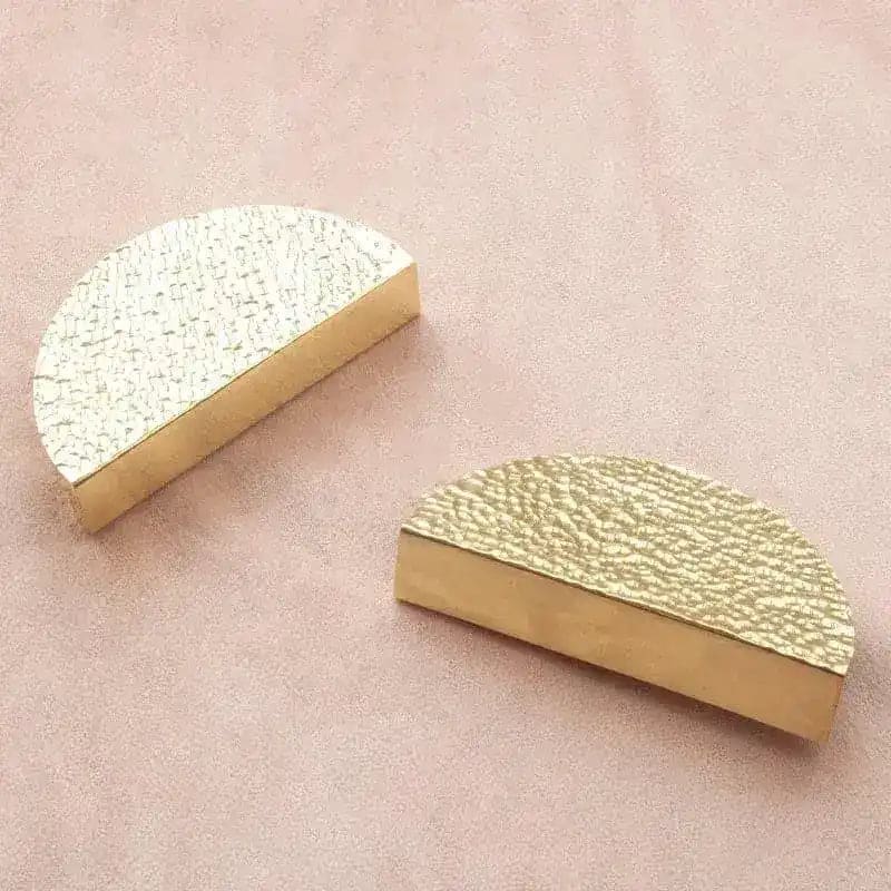 Hammered Brass Semi-Circle Half Moon Cabinet Drawer Pull - Set of 2