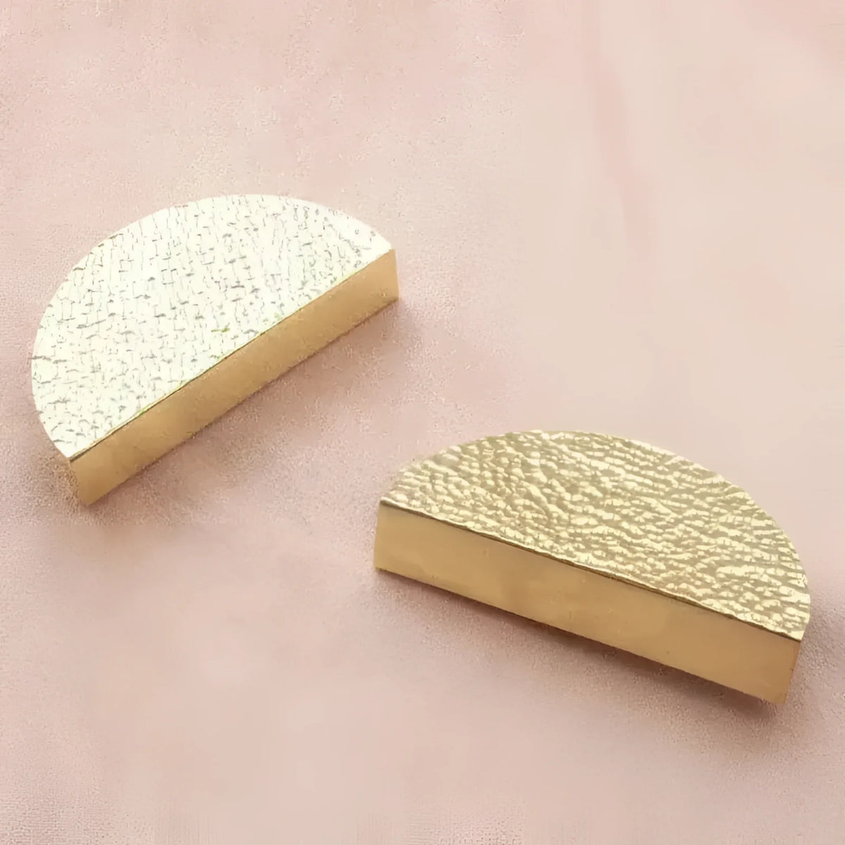 Hammered Brass Semi-Circle Half Moon Cabinet Drawer Pull - Set of 2