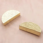 Hammered Brass Semi-Circle Half Moon Cabinet Drawer Pull - Set of 2