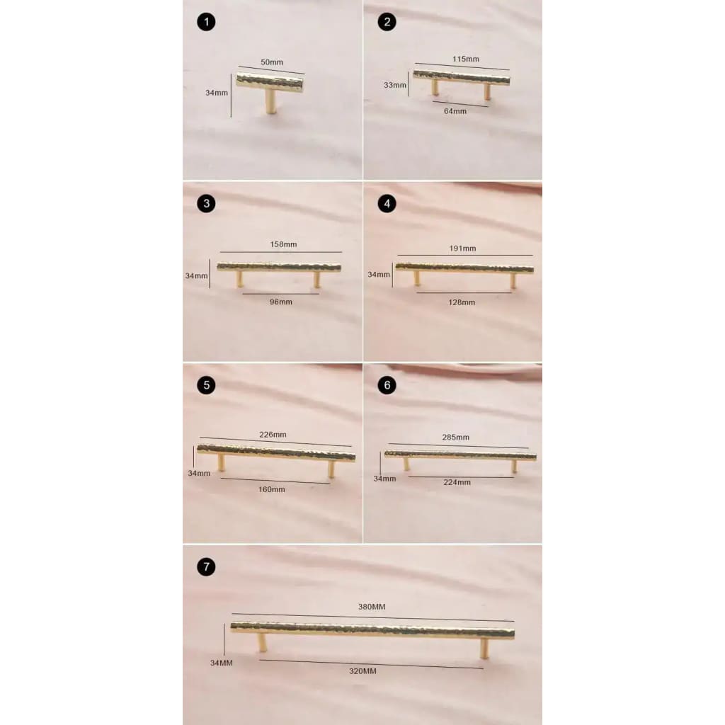 Hand-crafted Hammered Brass Cabinet Drawer Pull