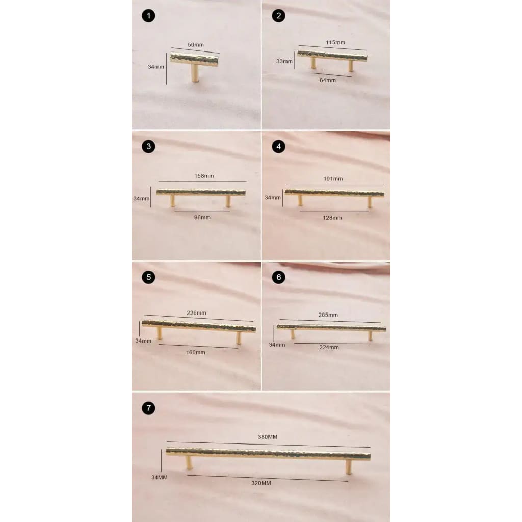 Hand-crafted Hammered Brass Cabinet Drawer Pull