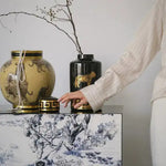 Hand-Painted Tiger Rosy Decorative Glazed Jar