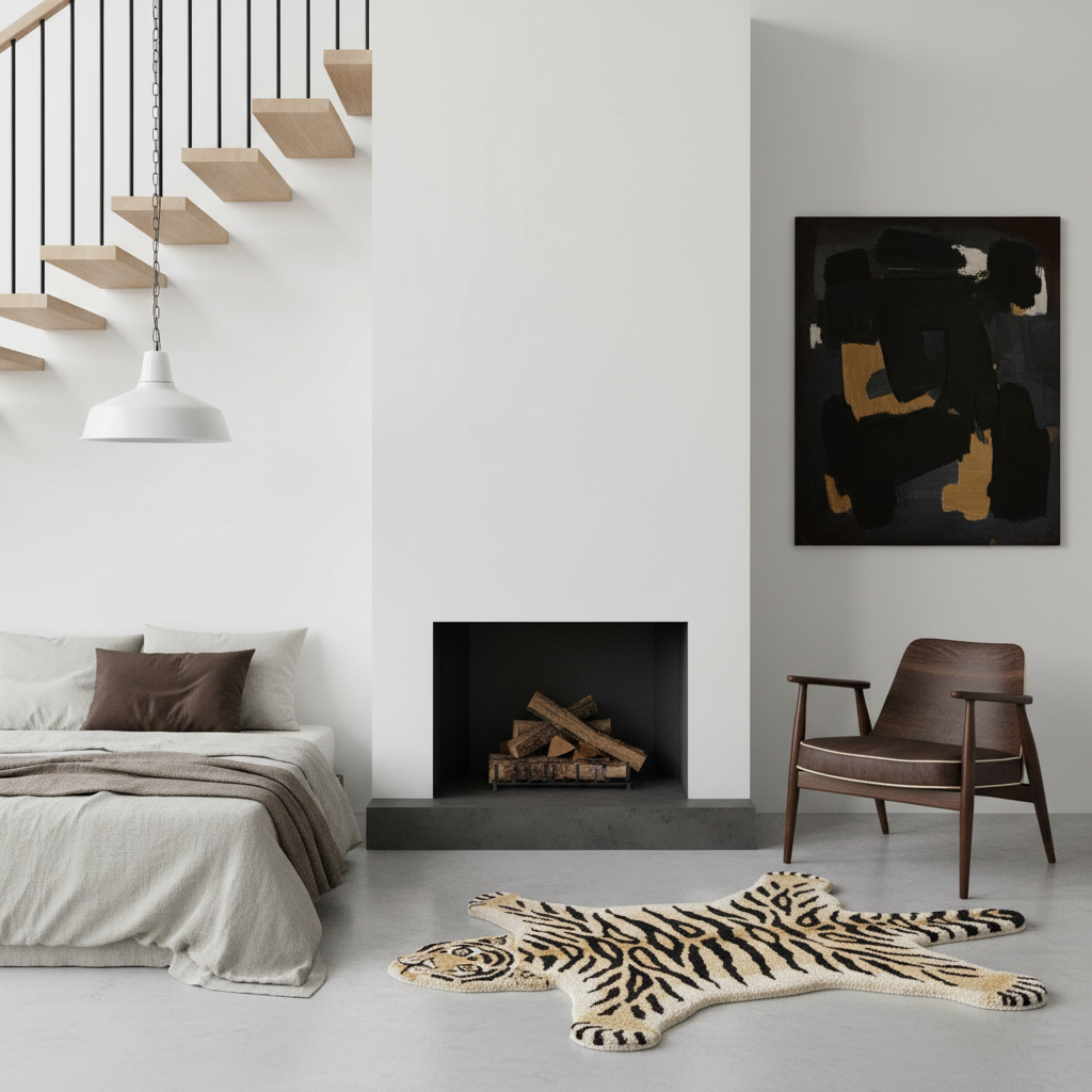 Hand Tufted Mini Tiger Wool Rug