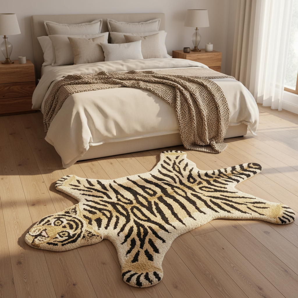 Hand Tufted Mini Tiger Wool Rug