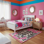 Hand Tufted Pink Tiger Wool Area Rug