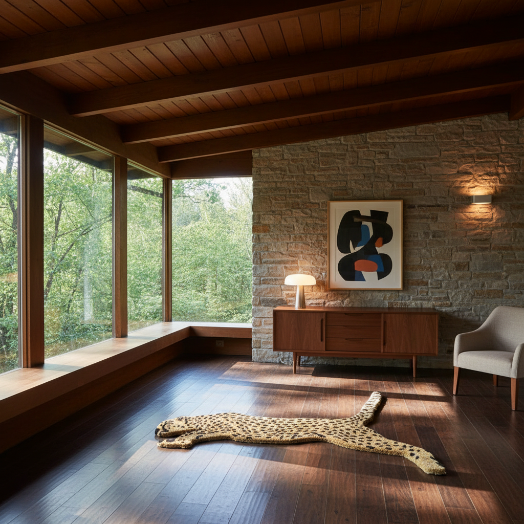 Hand Tufted Tiger Shaped Wool Rug