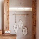 Hand Woven Boho Triple Leaves Wall Hanging Macrame