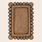 Handmade Black Scalloped Jute Rug