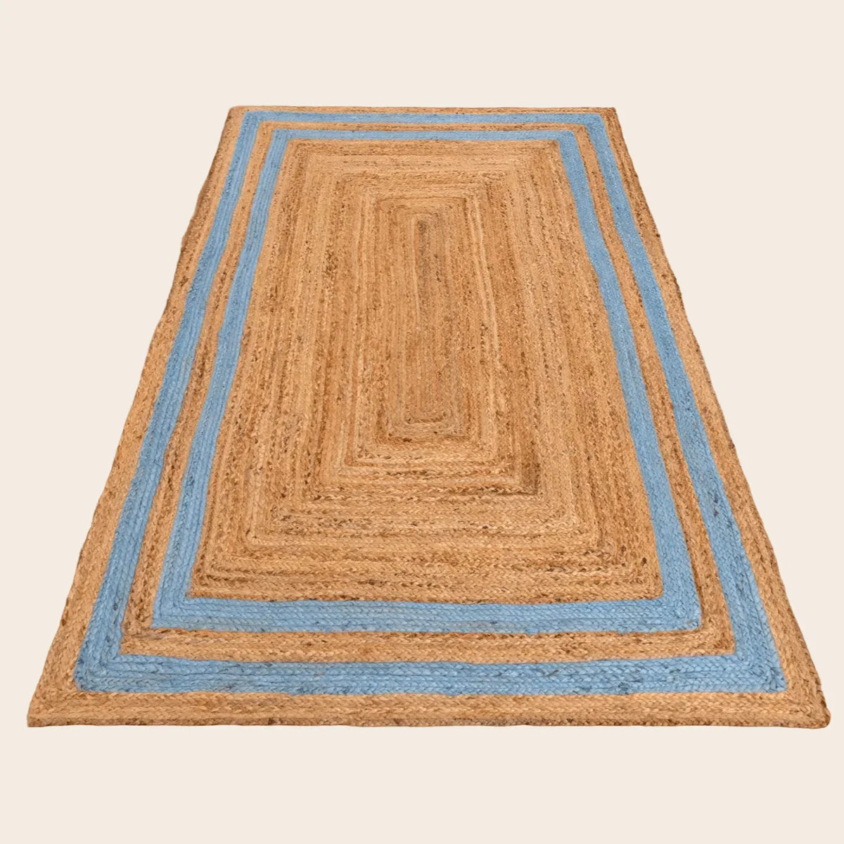 Handmade Chic Blue Borders Jute Rug