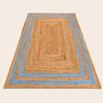 Handmade Chic Blue Borders Jute Rug