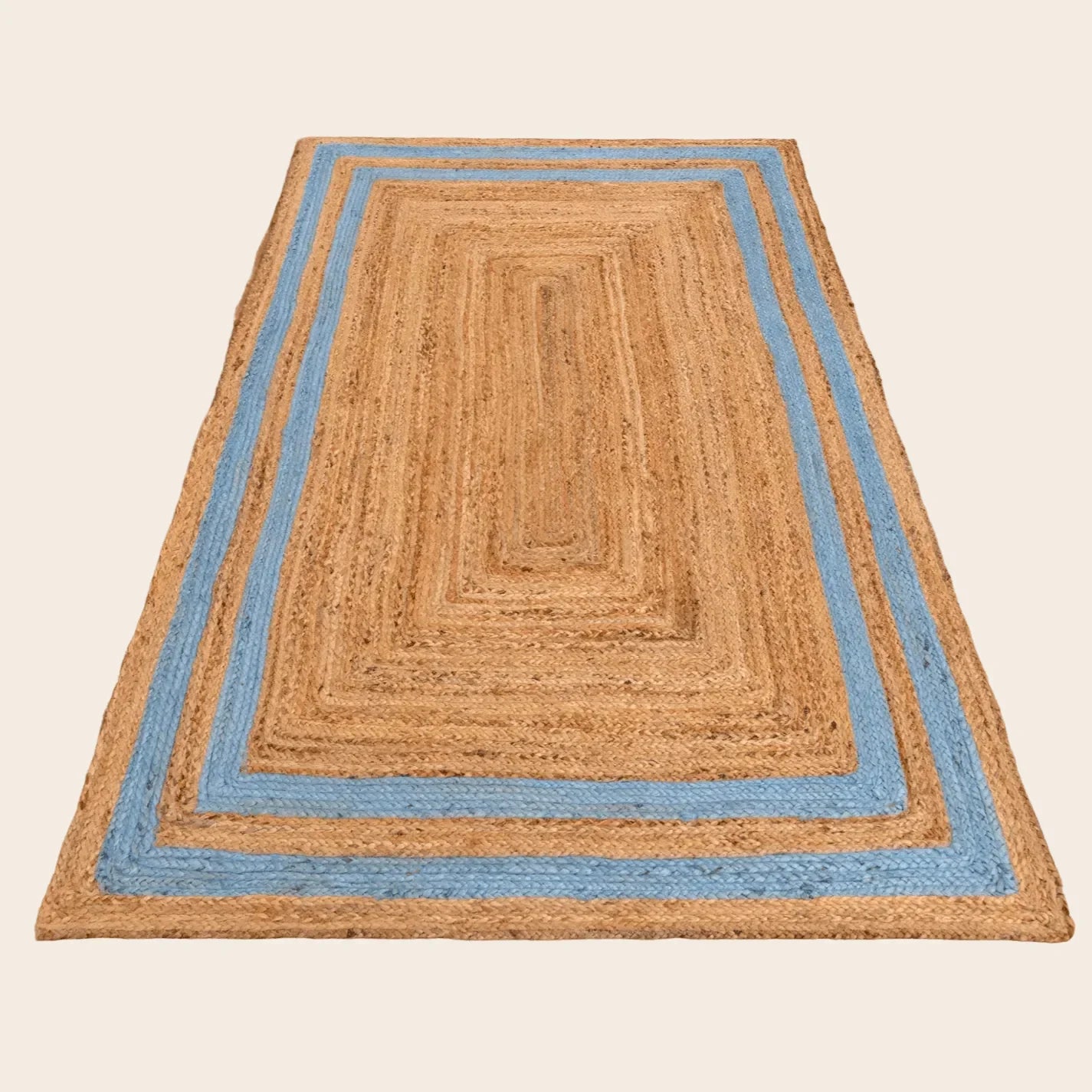 Handmade Chic Blue Borders Jute Rug