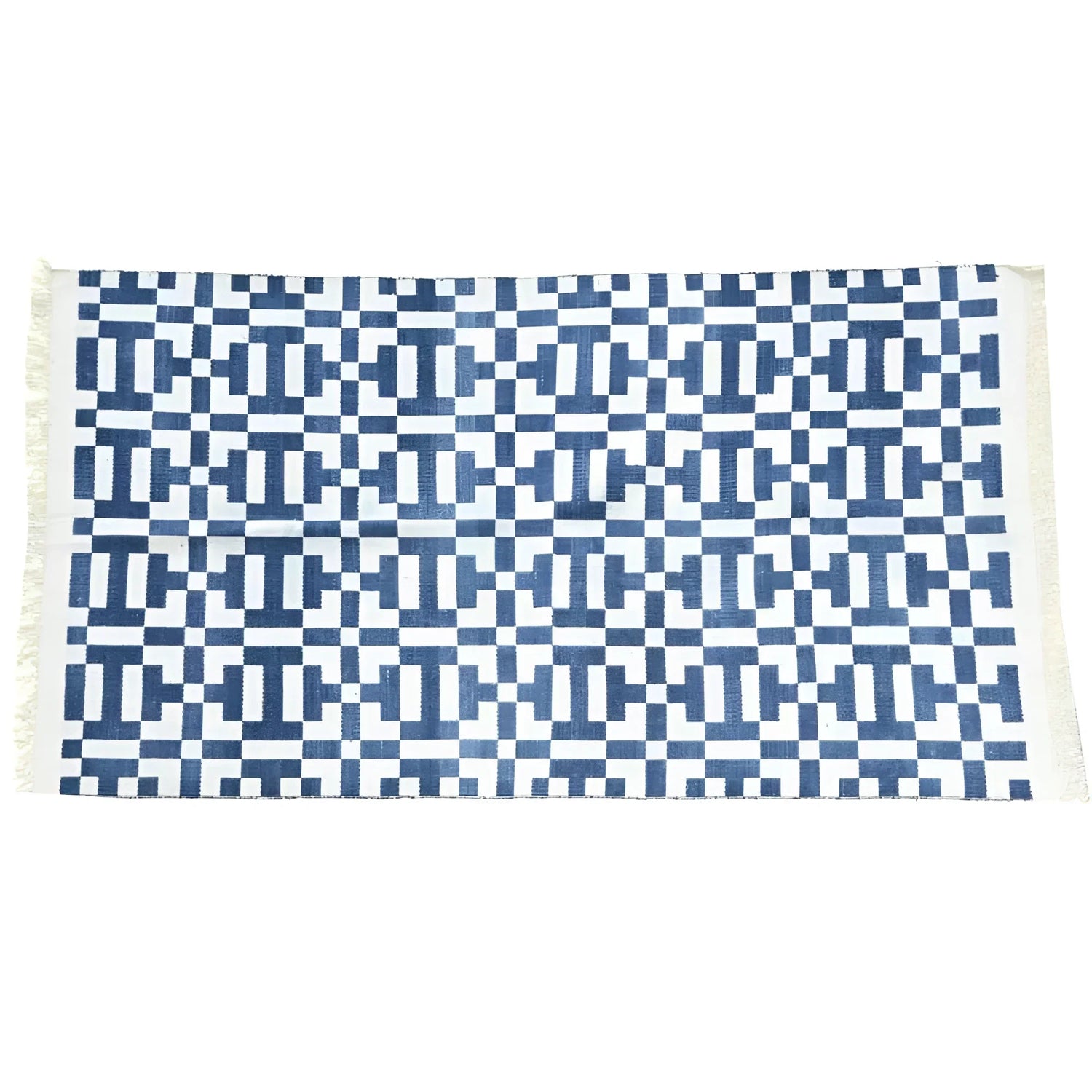 Handmade Crypto Indian Dhurrie Cotton Reversible Rug