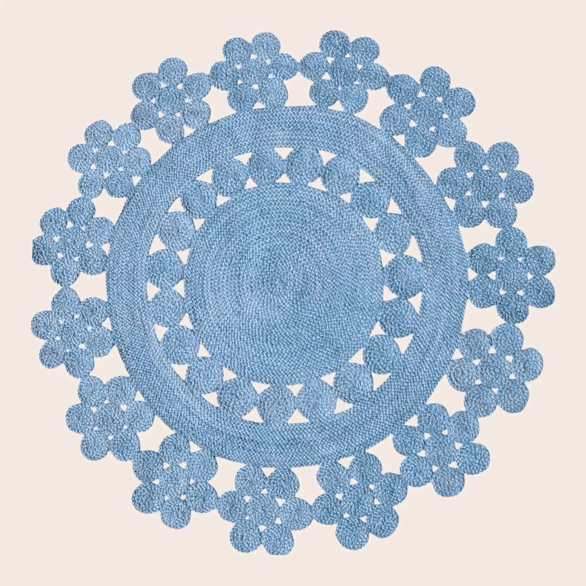 Handmade Desi Round Jute Rug - Blue