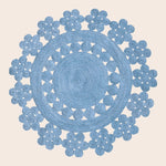 Handmade Desi Round Jute Rug - Blue