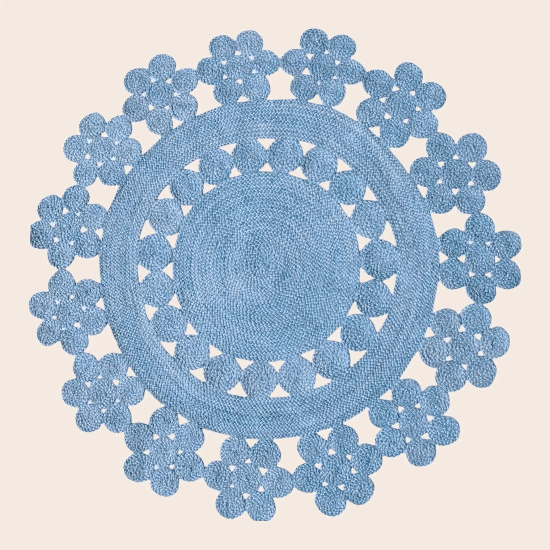 Handmade Desi Round Jute Rug - Blue