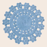 Handmade Desi Round Jute Rug - Blue