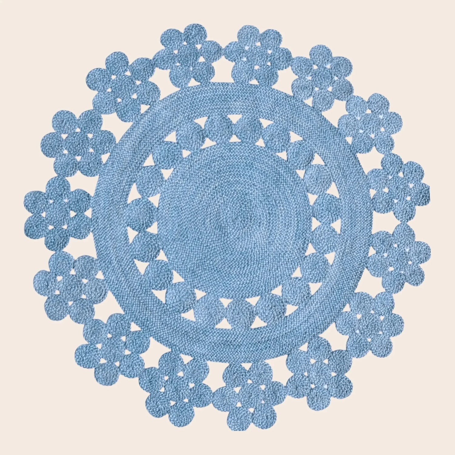 Handmade Desi Round Jute Rug - Blue