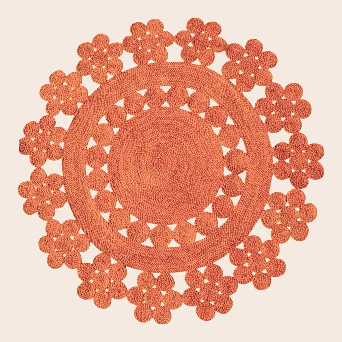 Handmade Desi Round Jute Rug - Orange