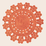 Handmade Desi Round Jute Rug - Orange