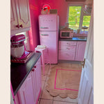 Handmade Large Pink Scalloped Border Jute Rug