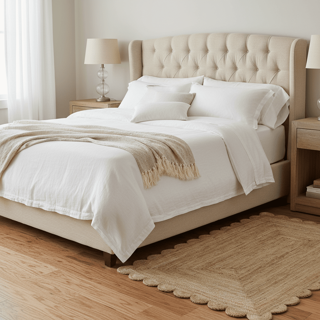 Handmade Mini Scalloped Jute Rug - Natural Color