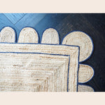 Handmade Navy Blue Scalloped Jute Rug