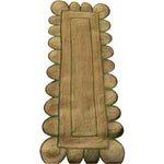 This image showcases a Handmade Olive Green Scalloped Border Jute Rug measuring 4 x 6 ft. The area rug features a unique scalloped design with natural jute fibers, perfect for adding a touch of elegance to kitchens, hallways, or living rooms. Ideal for those seeking large area rugs or stylish kitchen runner rugs.