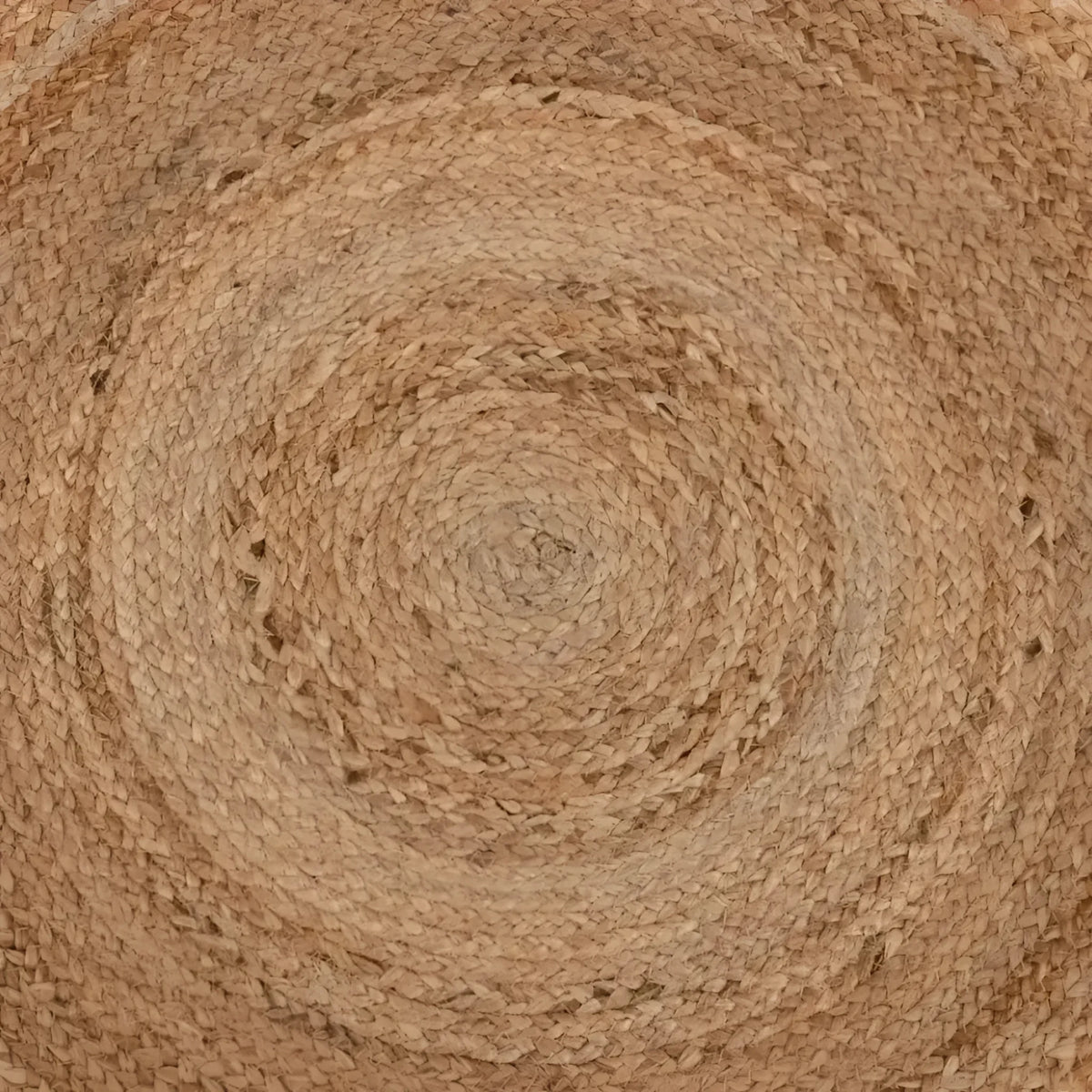 Top view of a handmade olive green scalloped round jute rug, perfect as an area rug for dining rooms or large living rooms. The natural jute fibers create a warm, inviting aesthetic, ideal for adding texture and style to your living room decor.