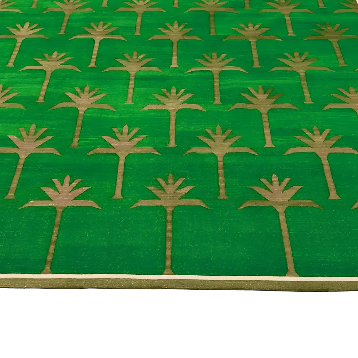 Handmade Palm Trees Cotton Rug - Green/Olive