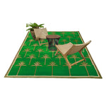 Handmade Palm Trees Cotton Rug - Green/Olive